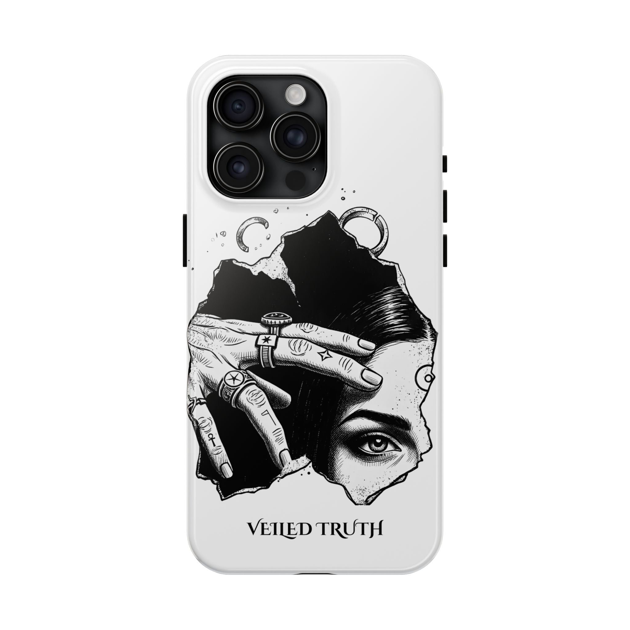 Tough Phone Case — Veiled Truth Black &amp; White Mystic Illustration