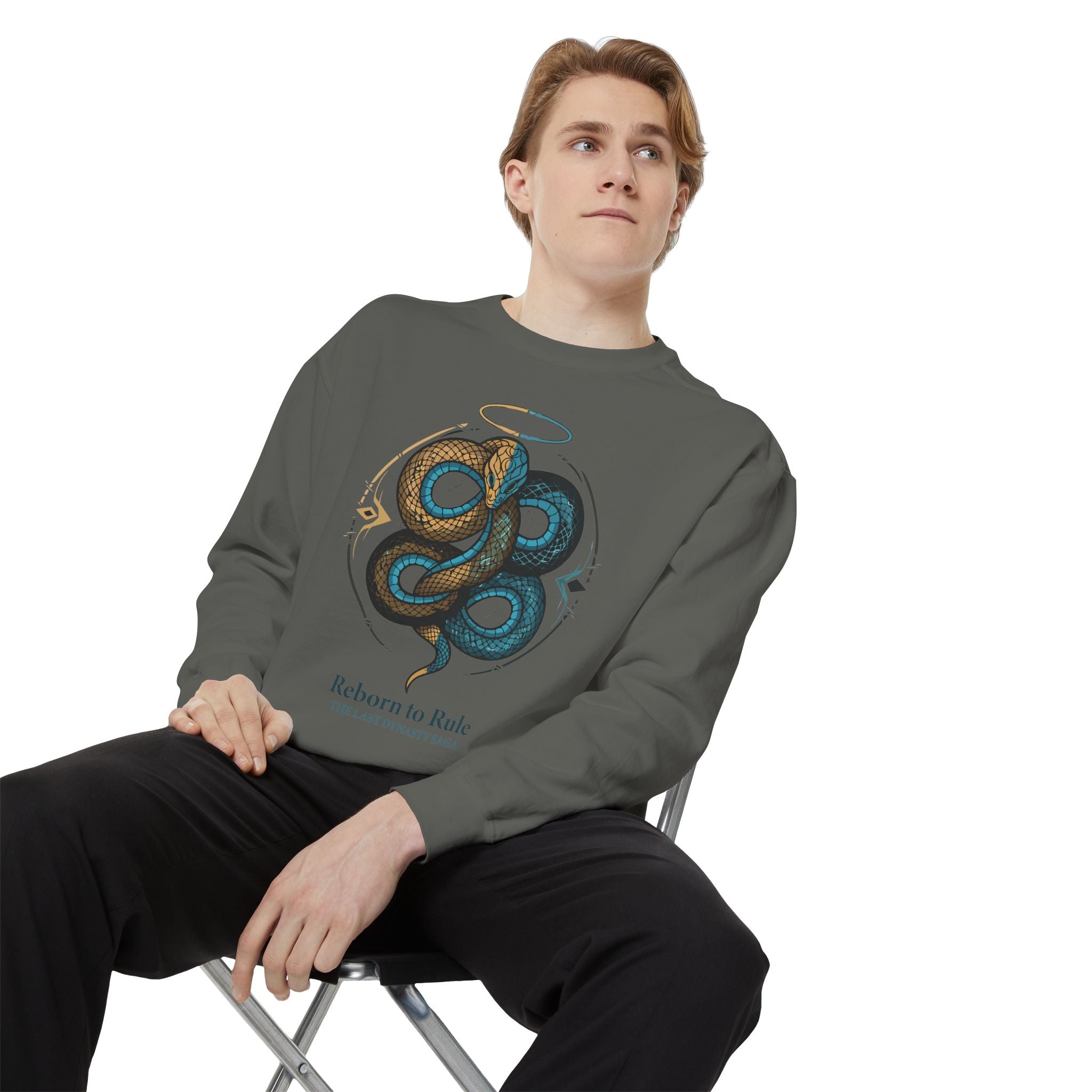 Snake Emblem Sweatshirt — "Reborn to Rule" Graphic Crewneck