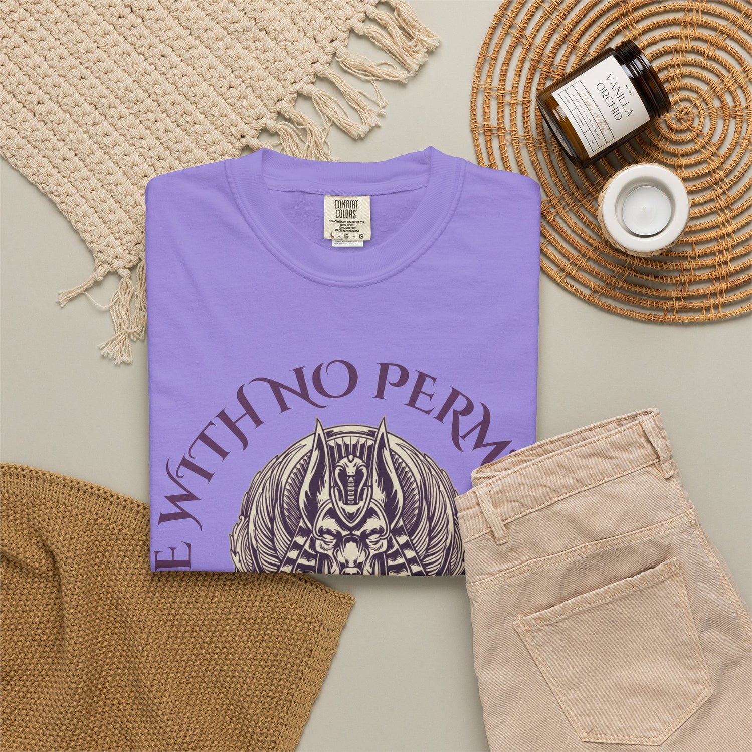 Rise With No Permission T-Shirt — Anubis Helmet Graphic Tee (“Your Song Is Your Spell”)