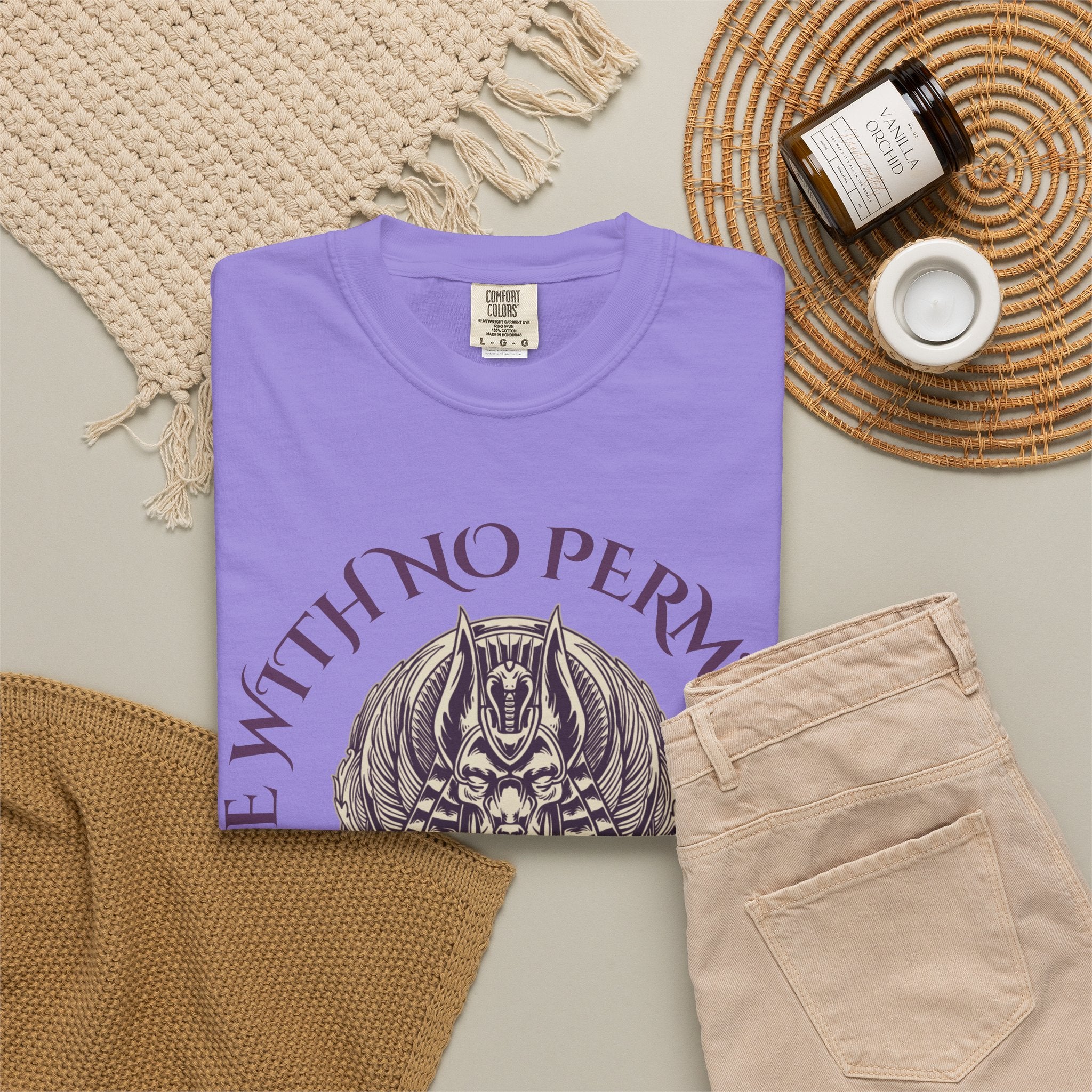 Rise With No Permission T-Shirt — Anubis Helmet Graphic Tee (“Your Song Is Your Spell”)