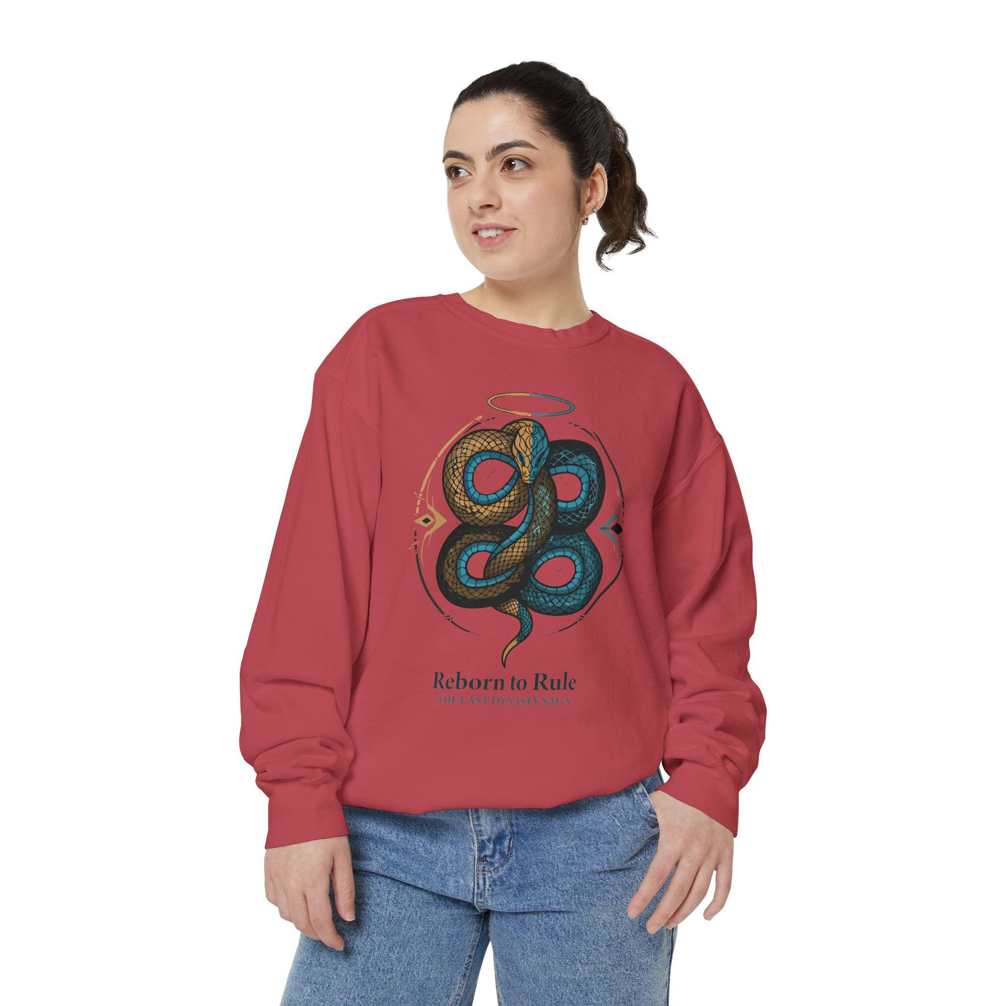 Snake Emblem Sweatshirt — "Reborn to Rule" Graphic Crewneck