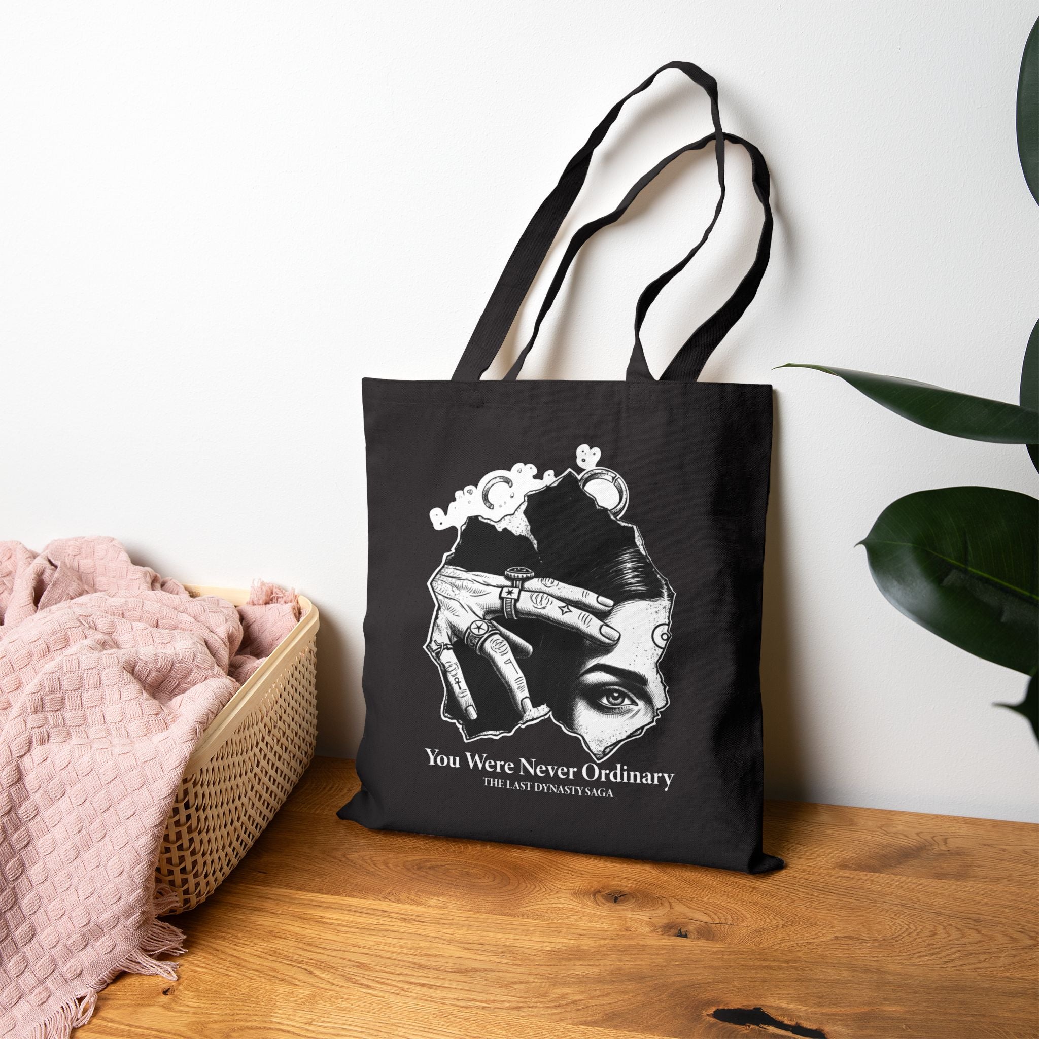 Canvas Tote Bag — Monochrome Surreal Portrait Art Tote