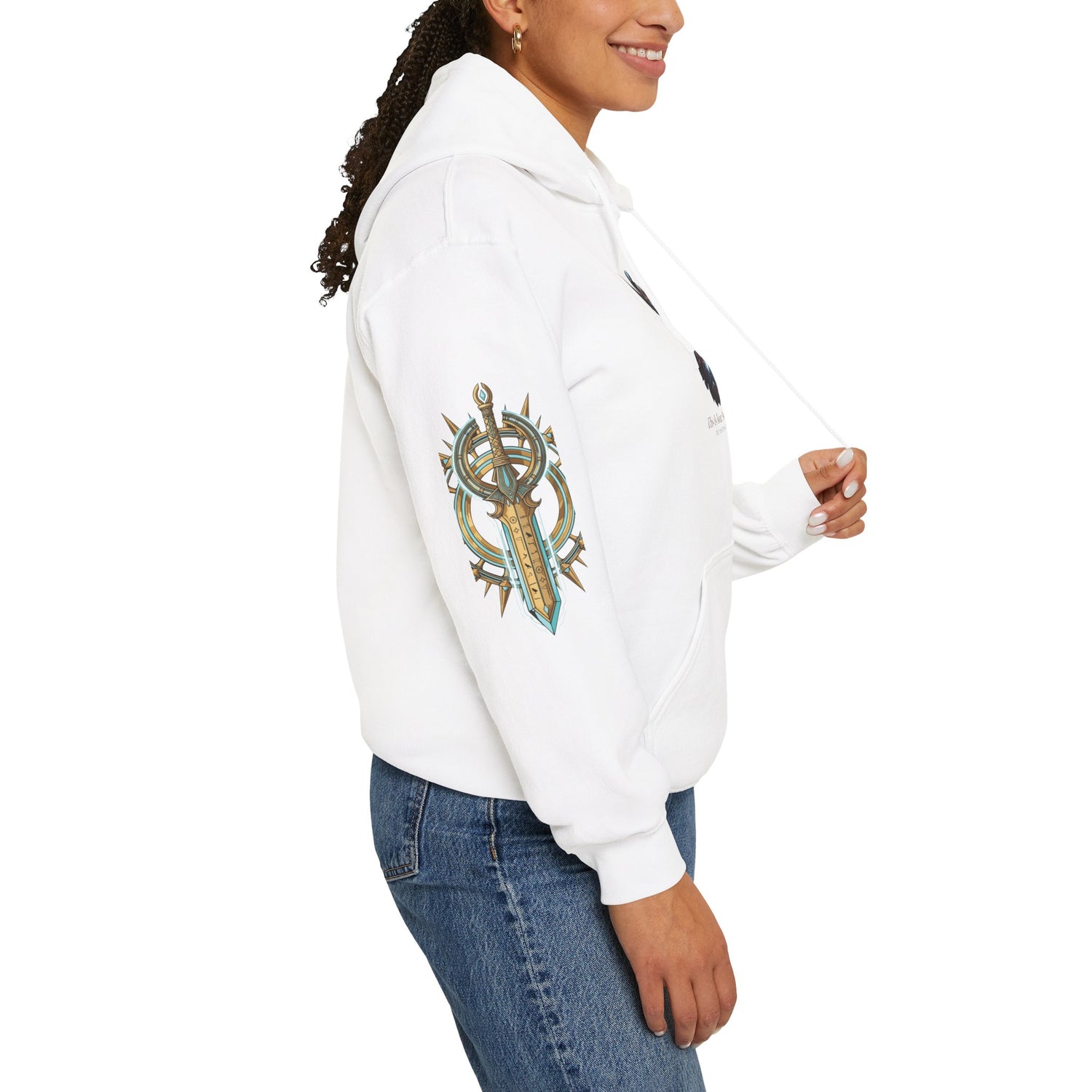 Rune Key Crest Hoodie — Fantasy Key &amp; Winged Emblem Graphic Hoodie