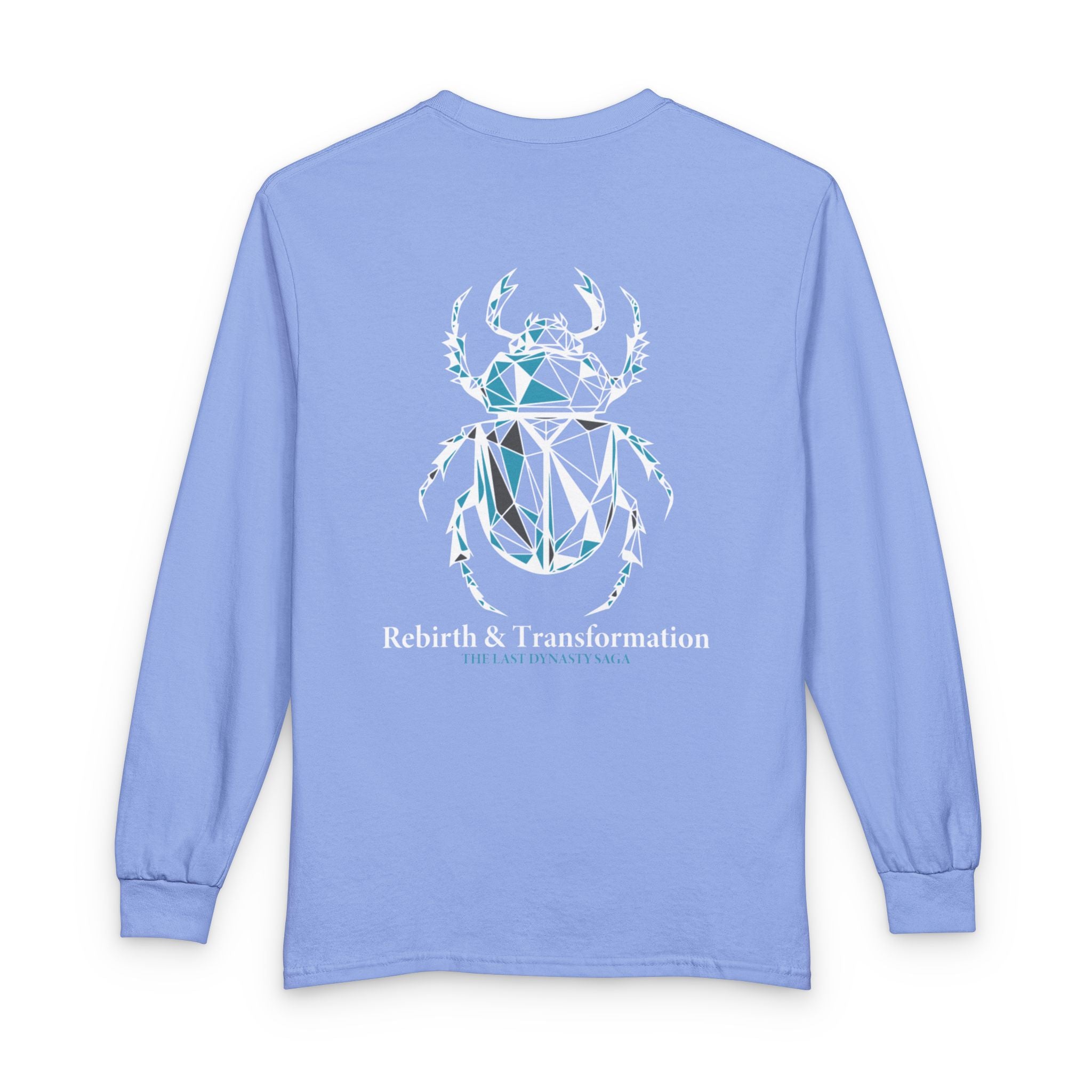 Strength Is Your Nature Long Sleeve Tee — Geometric Serpent Sword and Scarab Design