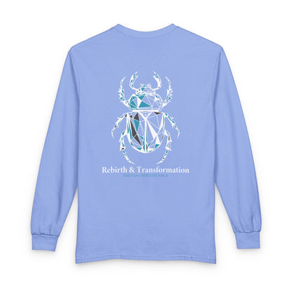 Strength Is Your Nature Long Sleeve Tee — Geometric Serpent Sword and Scarab Design