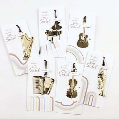 Musical Instrument Metal Bookmark - Organ Harp 