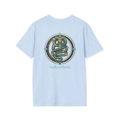 Egyptian Pharaoh Chest &amp; Serpent Back T-Shirt — "This Is Your Awakening / Endless Power"