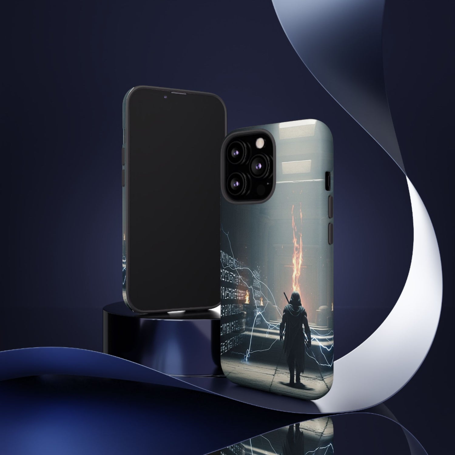 Phone Case - Cybermage Silhouette with Lightning Spell