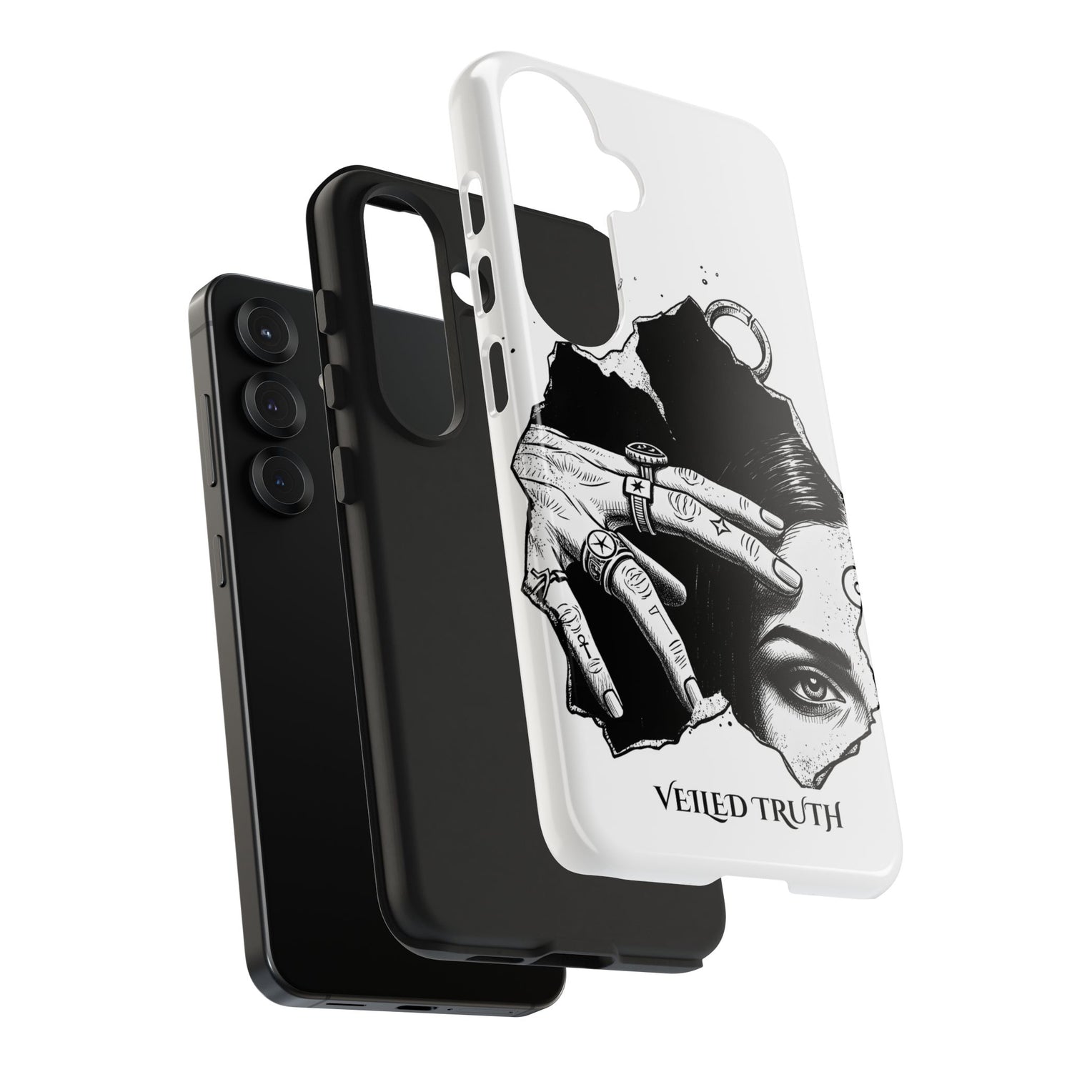 Tough Phone Case — Veiled Truth Black &amp; White Mystic Illustration