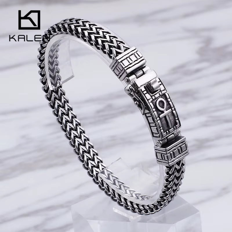 Ankh Mesh Bracelet 8mm Stainless Steel Chain | Symbol of Life