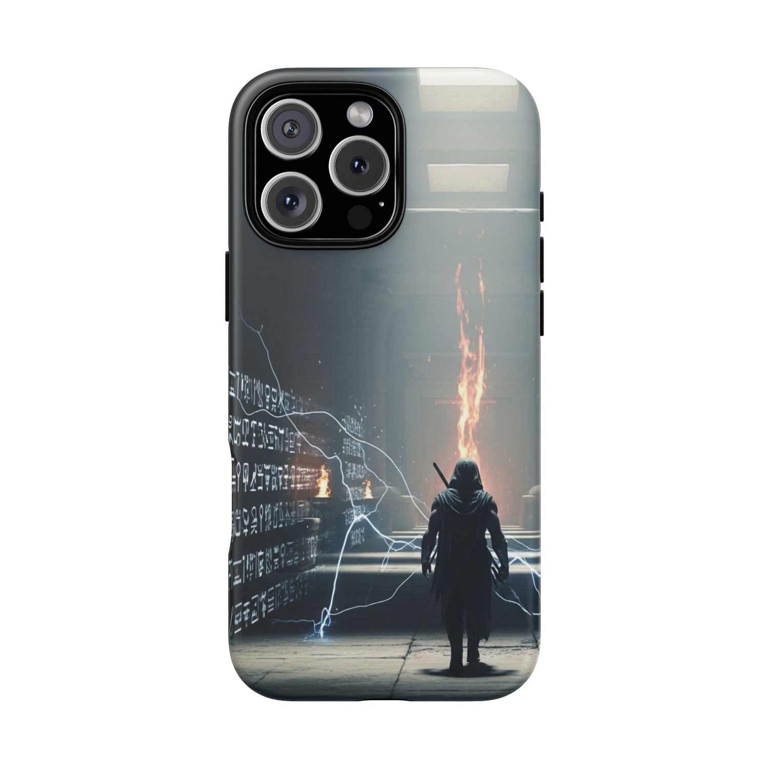 Phone Case - Cybermage Silhouette with Lightning Spell