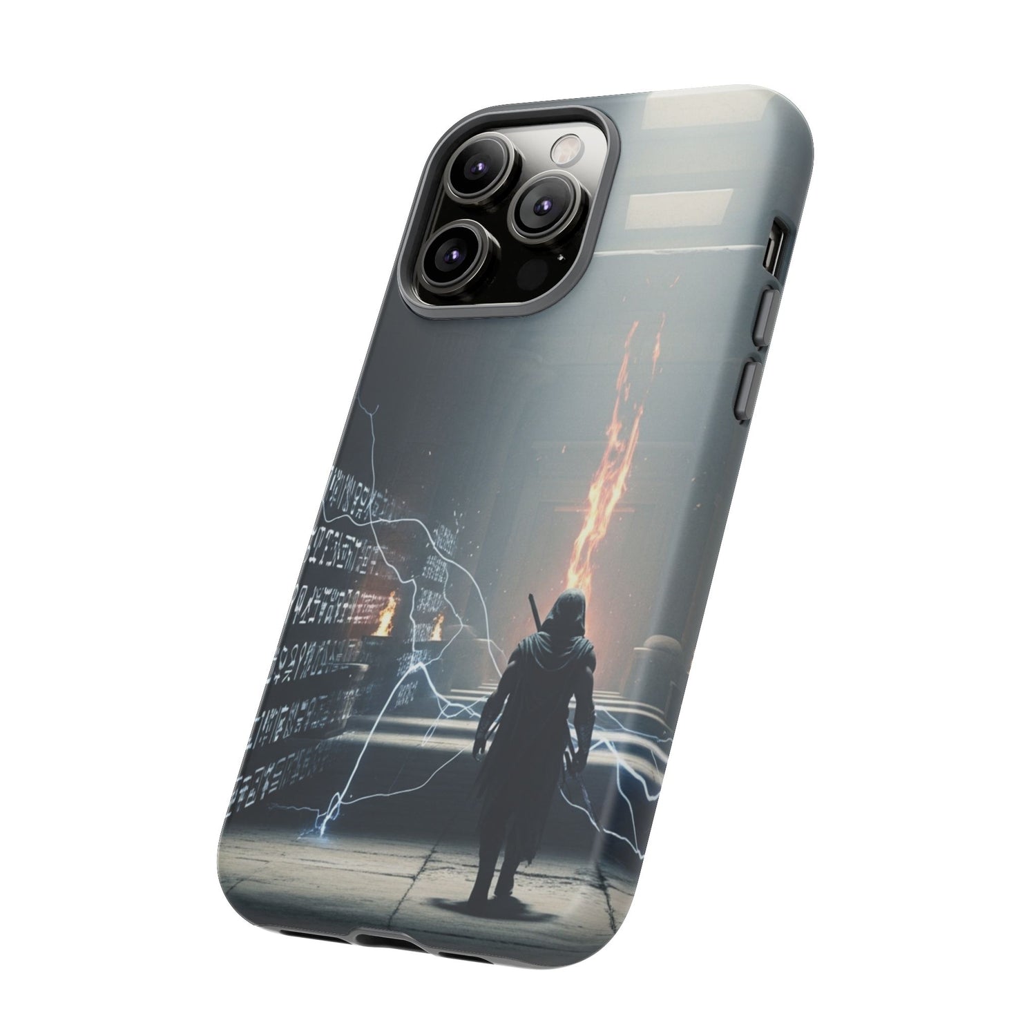 Phone Case - Cybermage Silhouette with Lightning Spell