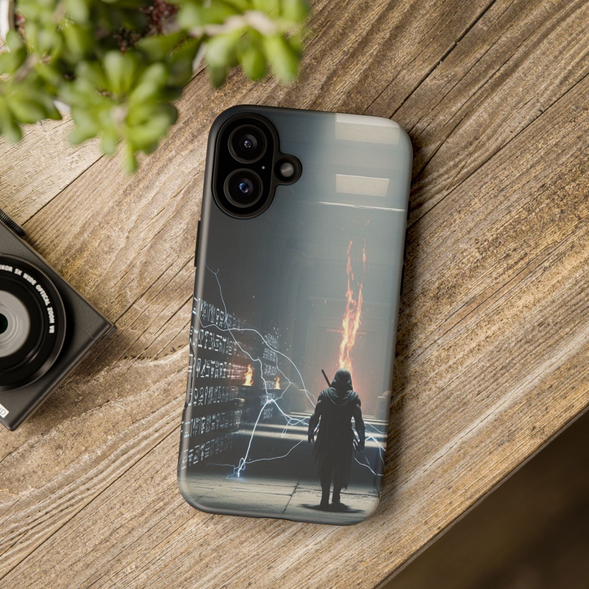 Phone Case - Cybermage Silhouette with Lightning Spell