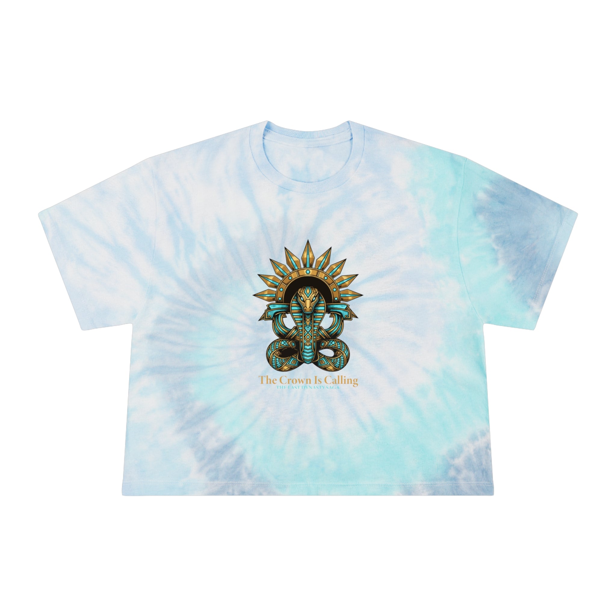 Tie-Dye Crop Tee — Celestial Snake &amp; Eye Graphic Women’s Crop Top