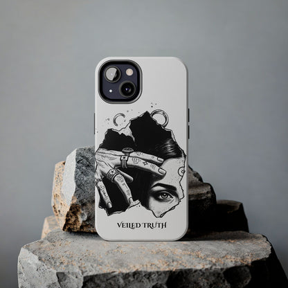 Tough Phone Case — Veiled Truth Black &amp; White Mystic Illustration