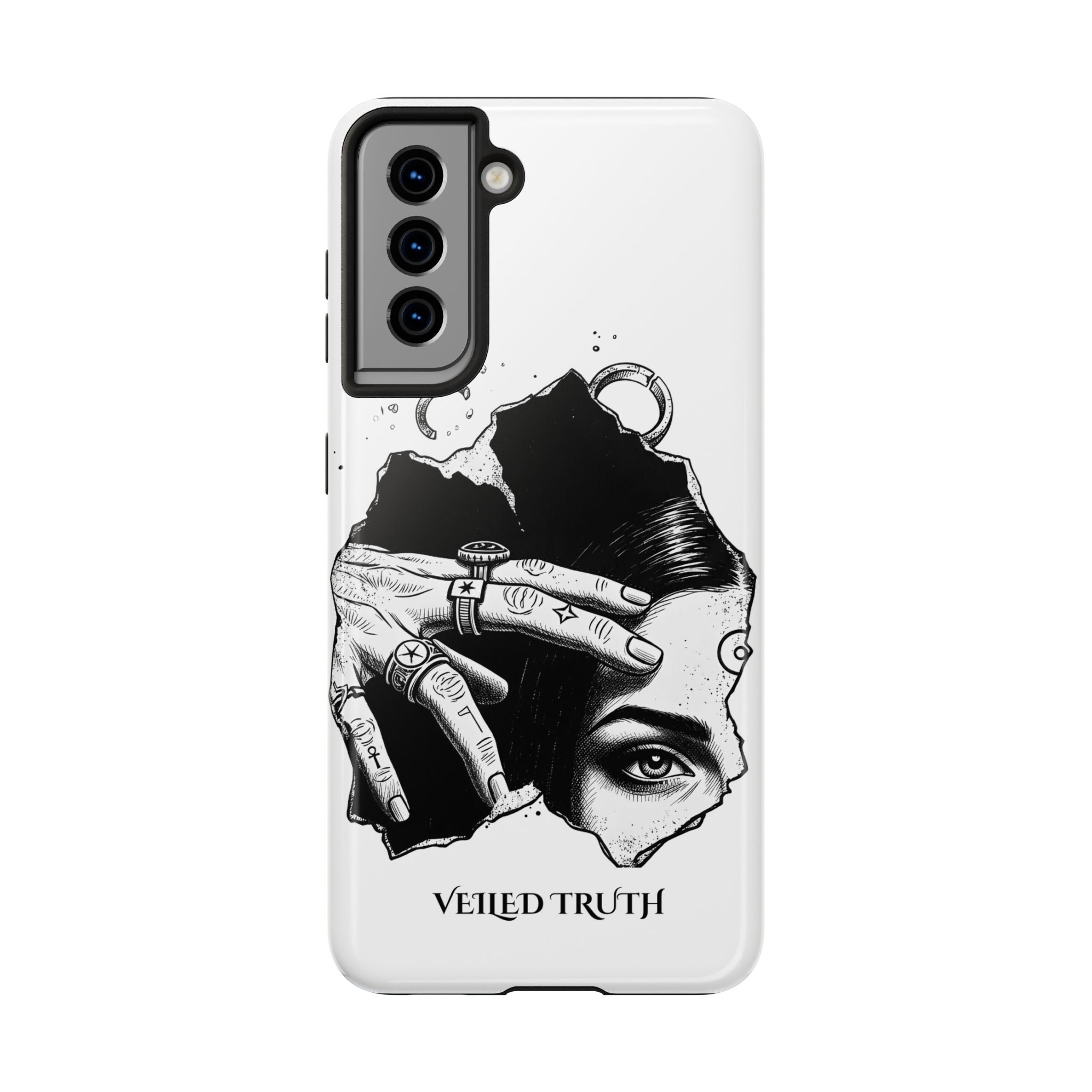 Tough Phone Case — Veiled Truth Black &amp; White Mystic Illustration