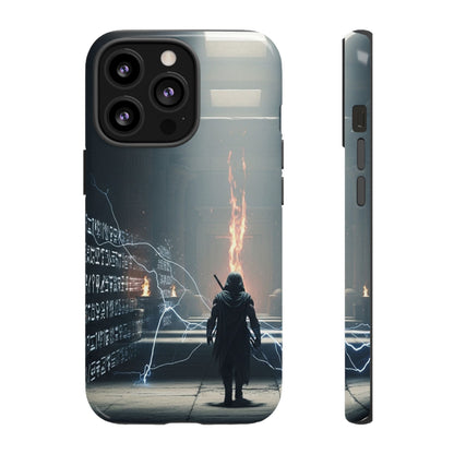 Phone Case - Cybermage Silhouette with Lightning Spell