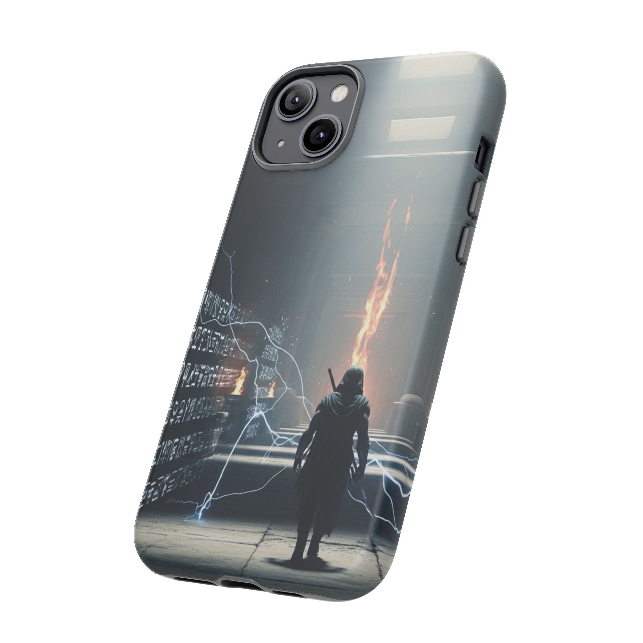 Phone Case - Cybermage Silhouette with Lightning Spell