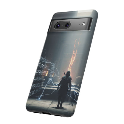 Phone Case - Cybermage Silhouette with Lightning Spell