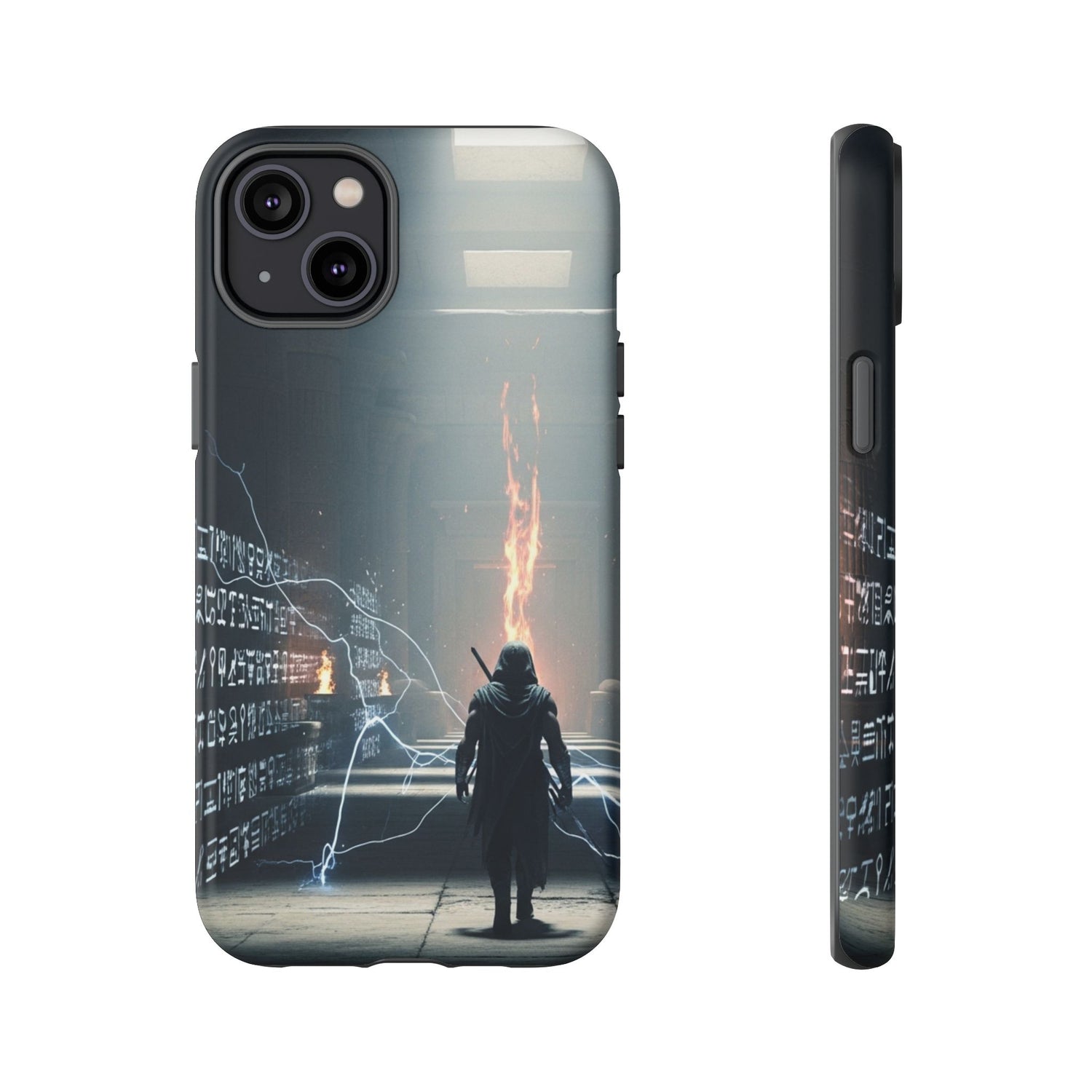 Phone Case - Cybermage Silhouette with Lightning Spell