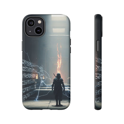 Phone Case - Cybermage Silhouette with Lightning Spell