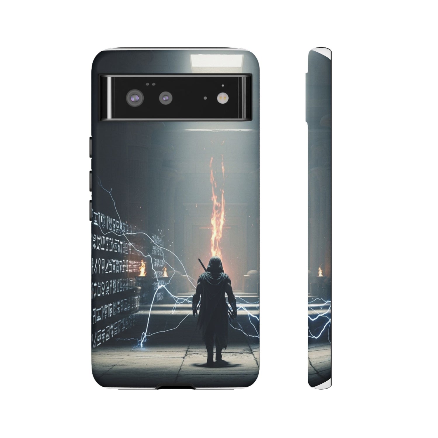 Phone Case - Cybermage Silhouette with Lightning Spell