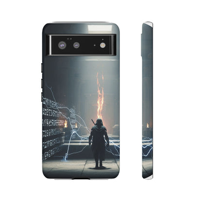 Phone Case - Cybermage Silhouette with Lightning Spell
