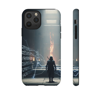Phone Case - Cybermage Silhouette with Lightning Spell