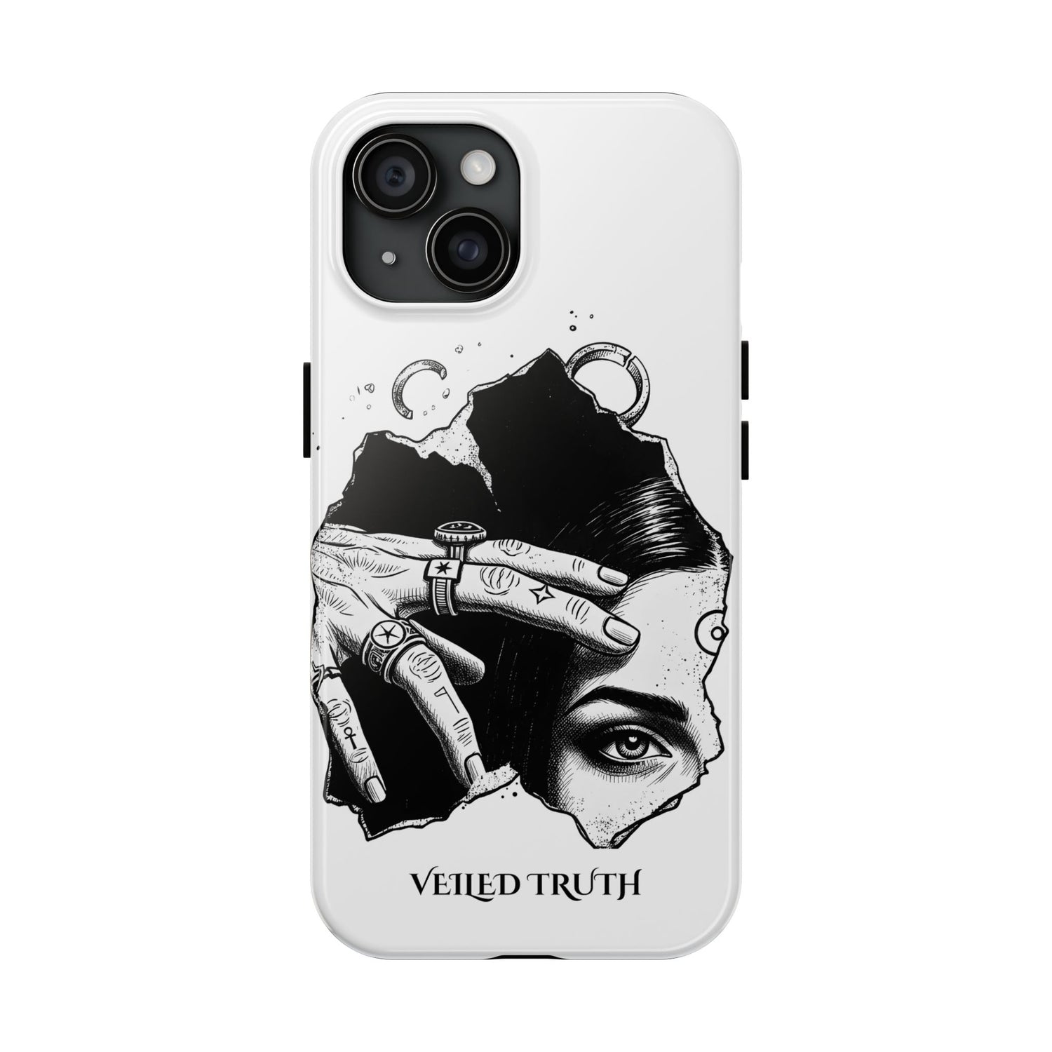 Tough Phone Case — Veiled Truth Black &amp; White Mystic Illustration