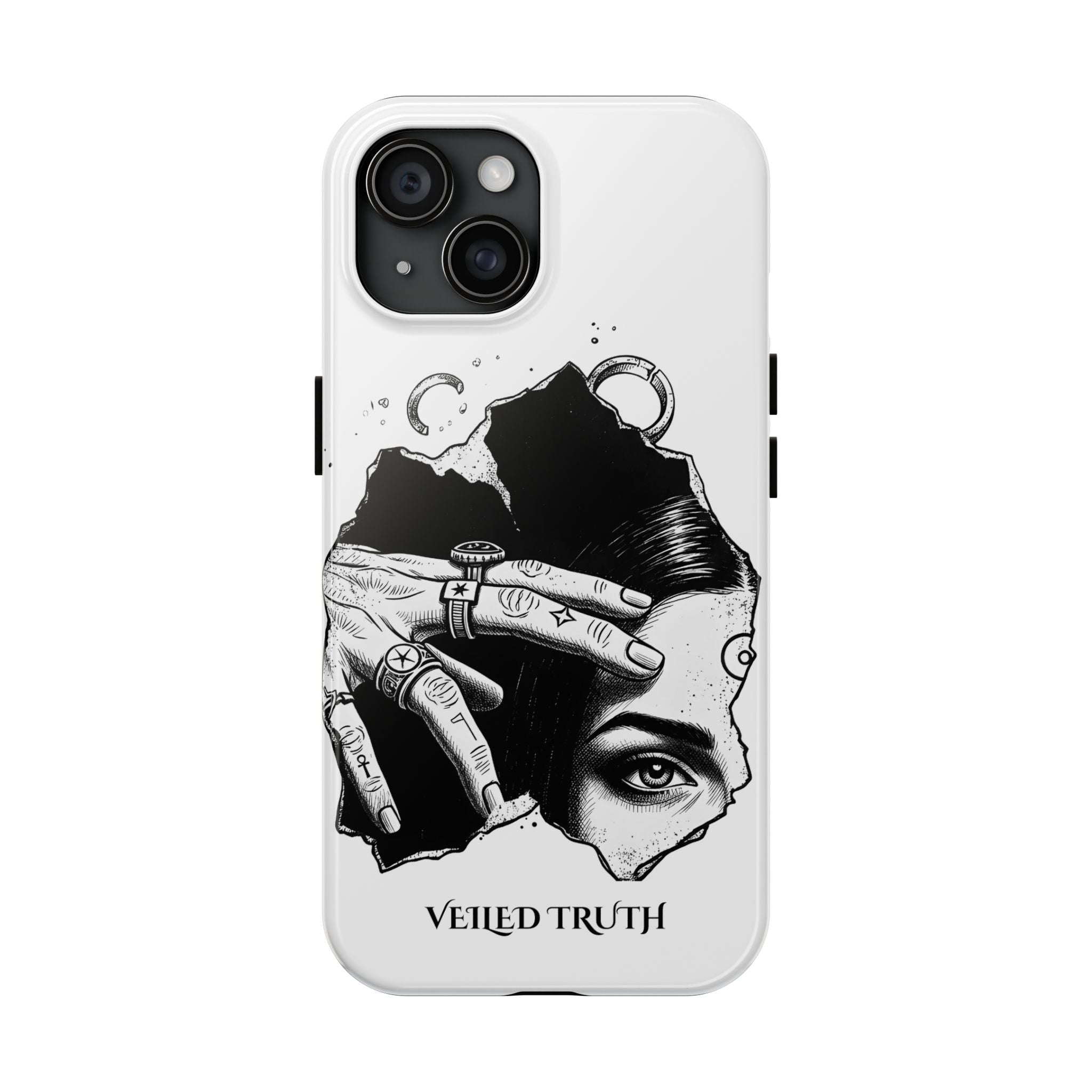 Tough Phone Case — Veiled Truth Black &amp; White Mystic Illustration