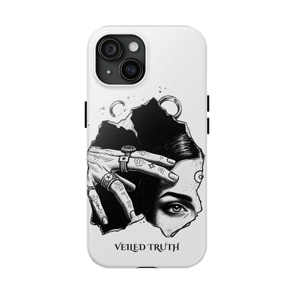 Tough Phone Case — Veiled Truth Black &amp; White Mystic Illustration