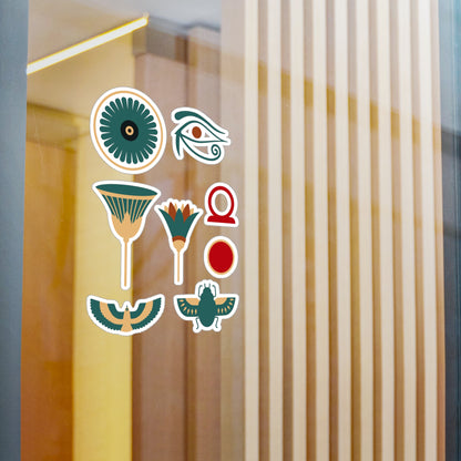 Egyptian Symbols Vinyl Decal Pack — Eye of Horus, Lotus, Eagle, Scarab &amp; Cartouche (8-Pack)