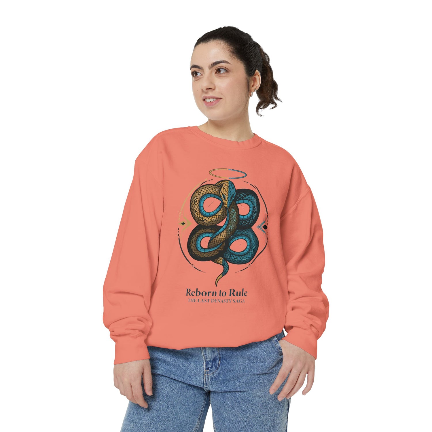 Snake Emblem Sweatshirt — "Reborn to Rule" Graphic Crewneck