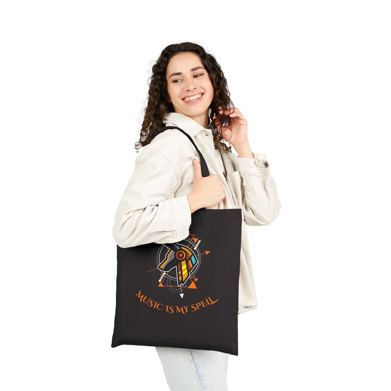 Canvas Tote Bag — Geometric Musical Horse &amp; Intricate Mandala Horse Art