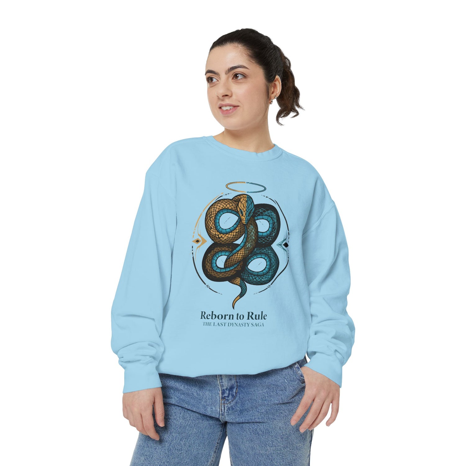 Snake Emblem Sweatshirt — "Reborn to Rule" Graphic Crewneck