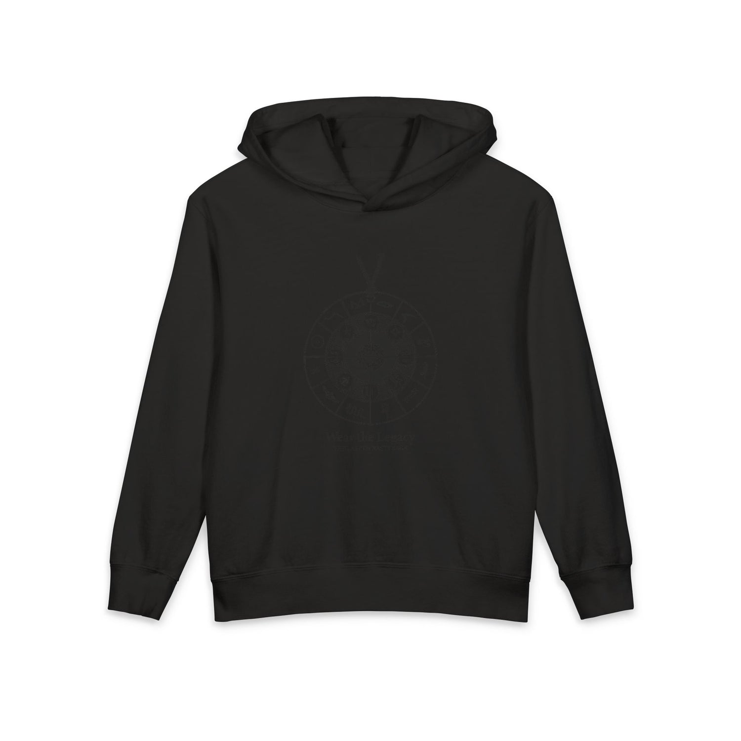 The SAGA Compass with a Spell Youth Hoodie — Geometric Anubis Design "You Are The Spell"