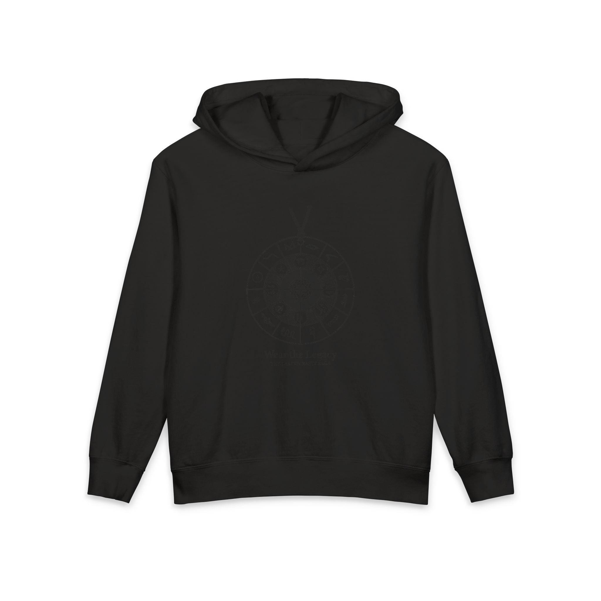 The SAGA Compass with a Spell Youth Hoodie — Geometric Anubis Design "You Are The Spell"