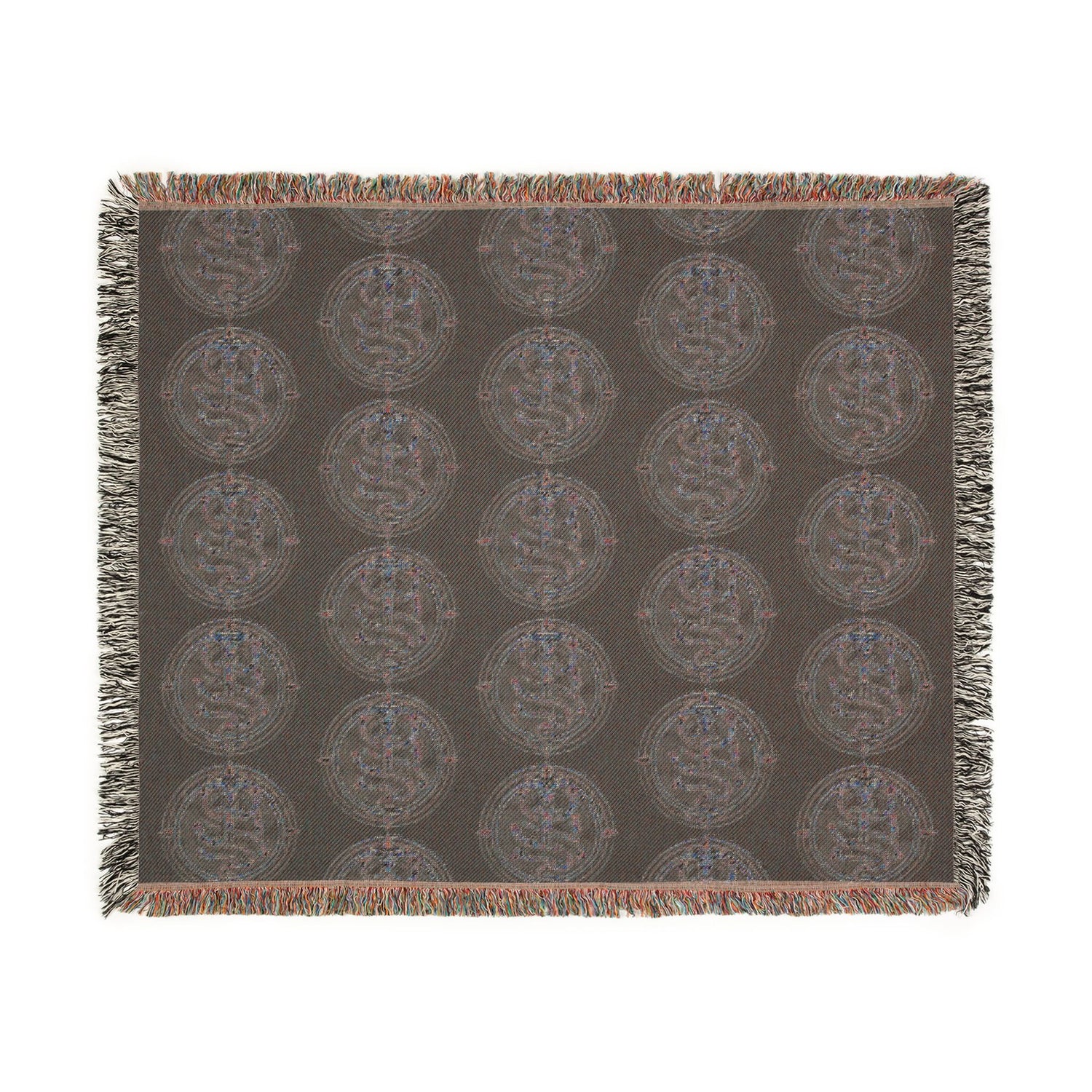 The Serpent Geometric Woven Throw Blanket — Mosaic Circle Pattern, Cozy Living Room &amp; Bedroom Décor