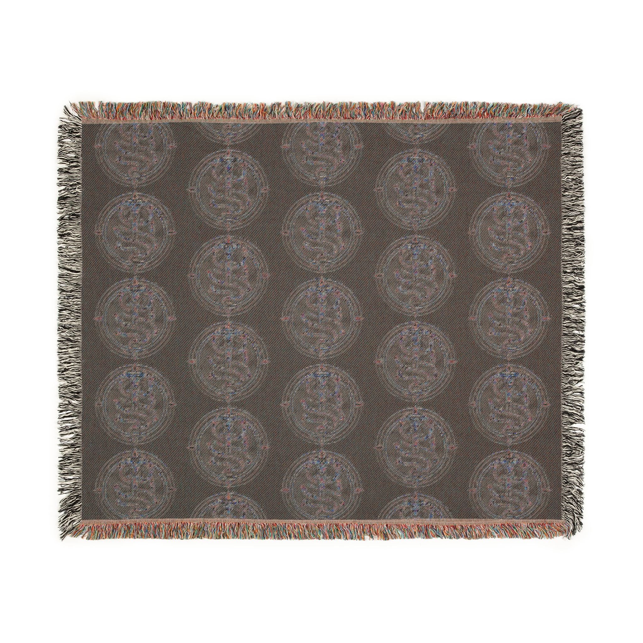 The Serpent Geometric Woven Throw Blanket — Mosaic Circle Pattern, Cozy Living Room &amp; Bedroom Décor