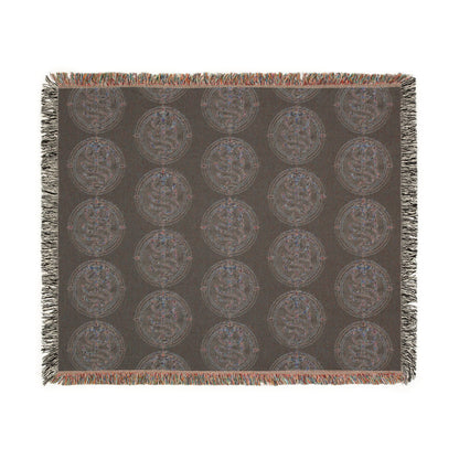 The Serpent Geometric Woven Throw Blanket — Mosaic Circle Pattern, Cozy Living Room &amp; Bedroom Décor