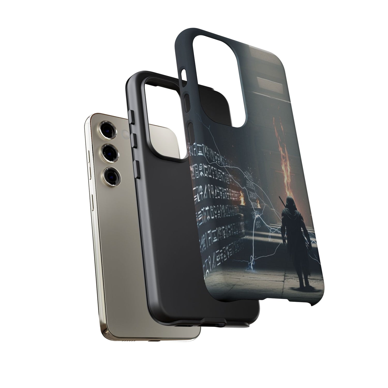 Phone Case - Cybermage Silhouette with Lightning Spell