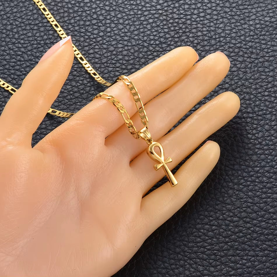 Gold Ankh Pendant Necklace Key of Life – 1 inch