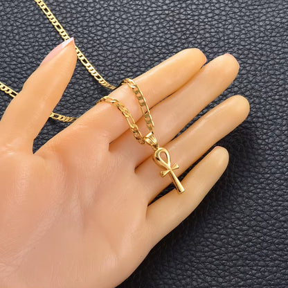 Gold Ankh Pendant Necklace Key of Life – 1 inch
