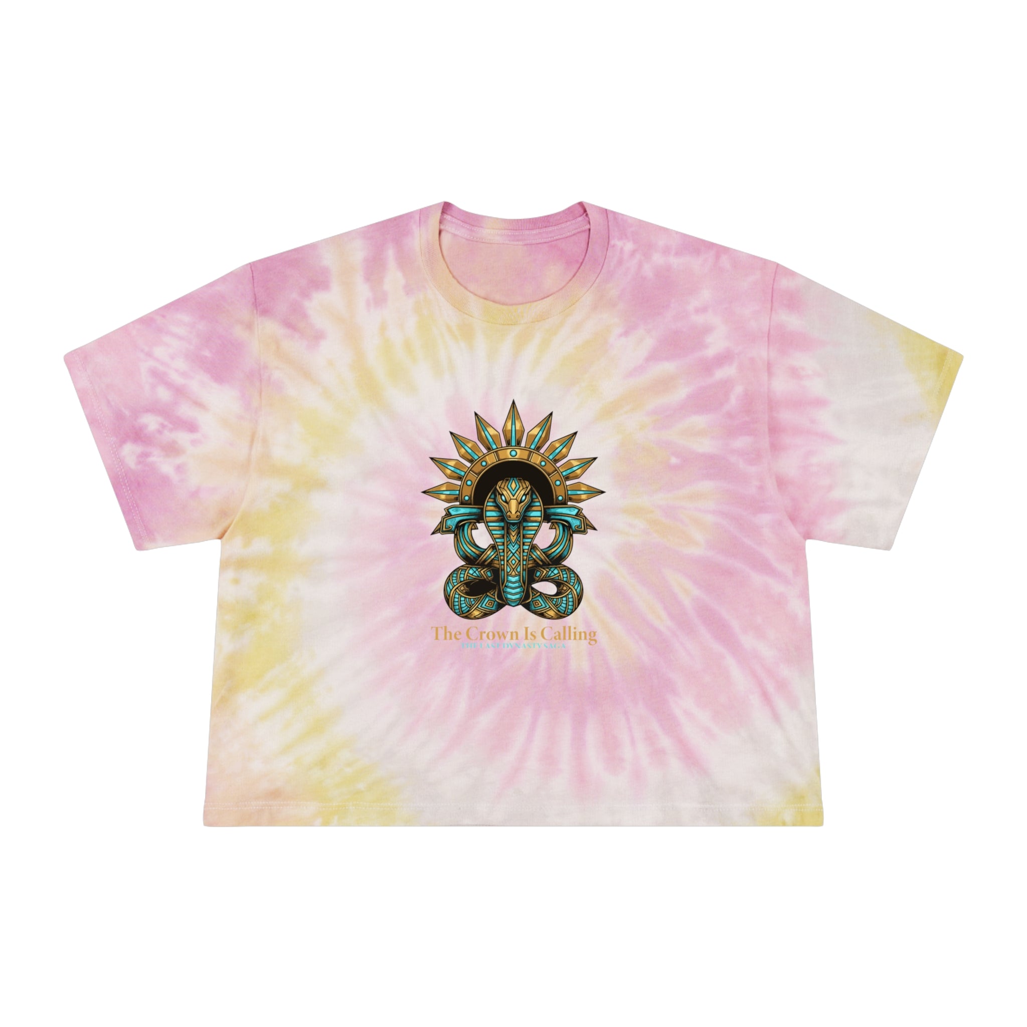 Tie-Dye Crop Tee — Celestial Snake &amp; Eye Graphic Women’s Crop Top