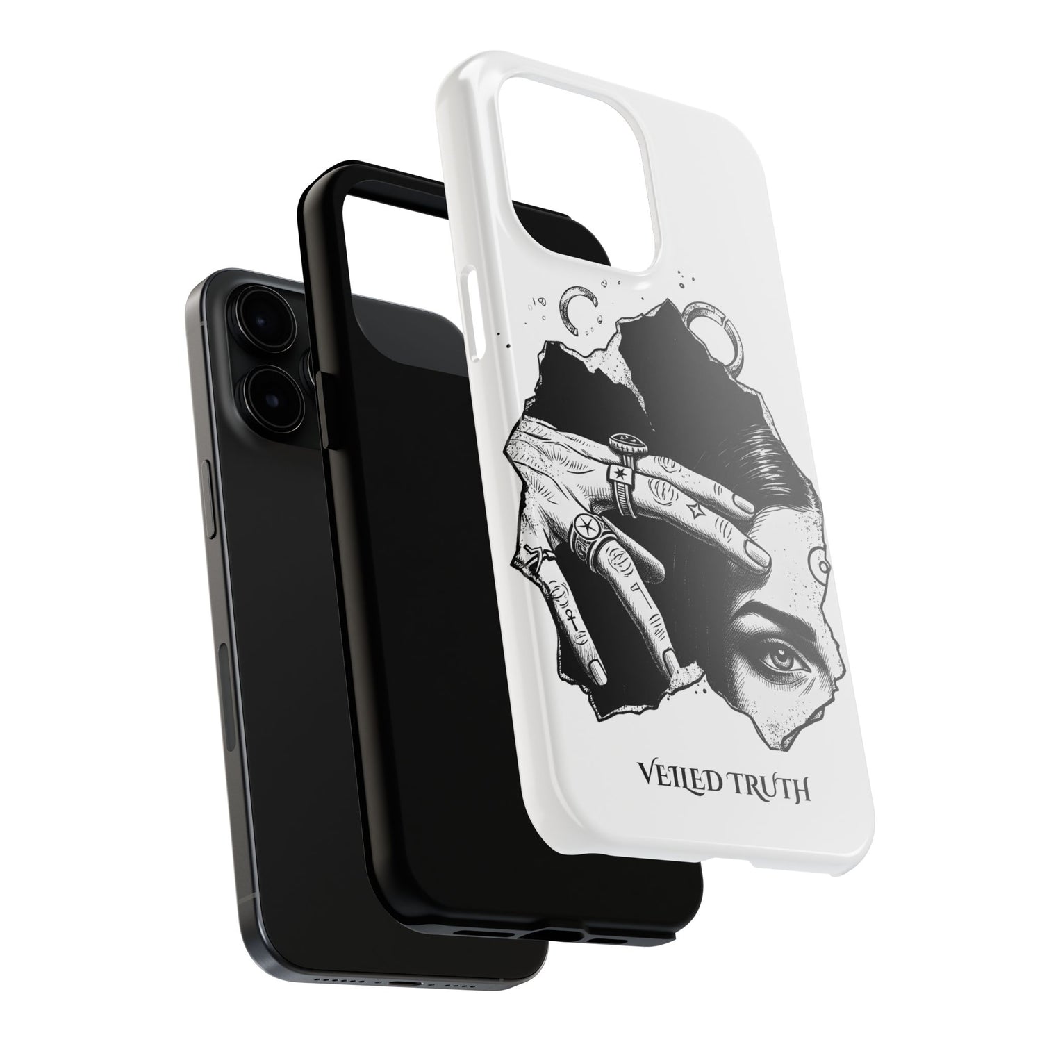 Tough Phone Case — Veiled Truth Black &amp; White Mystic Illustration