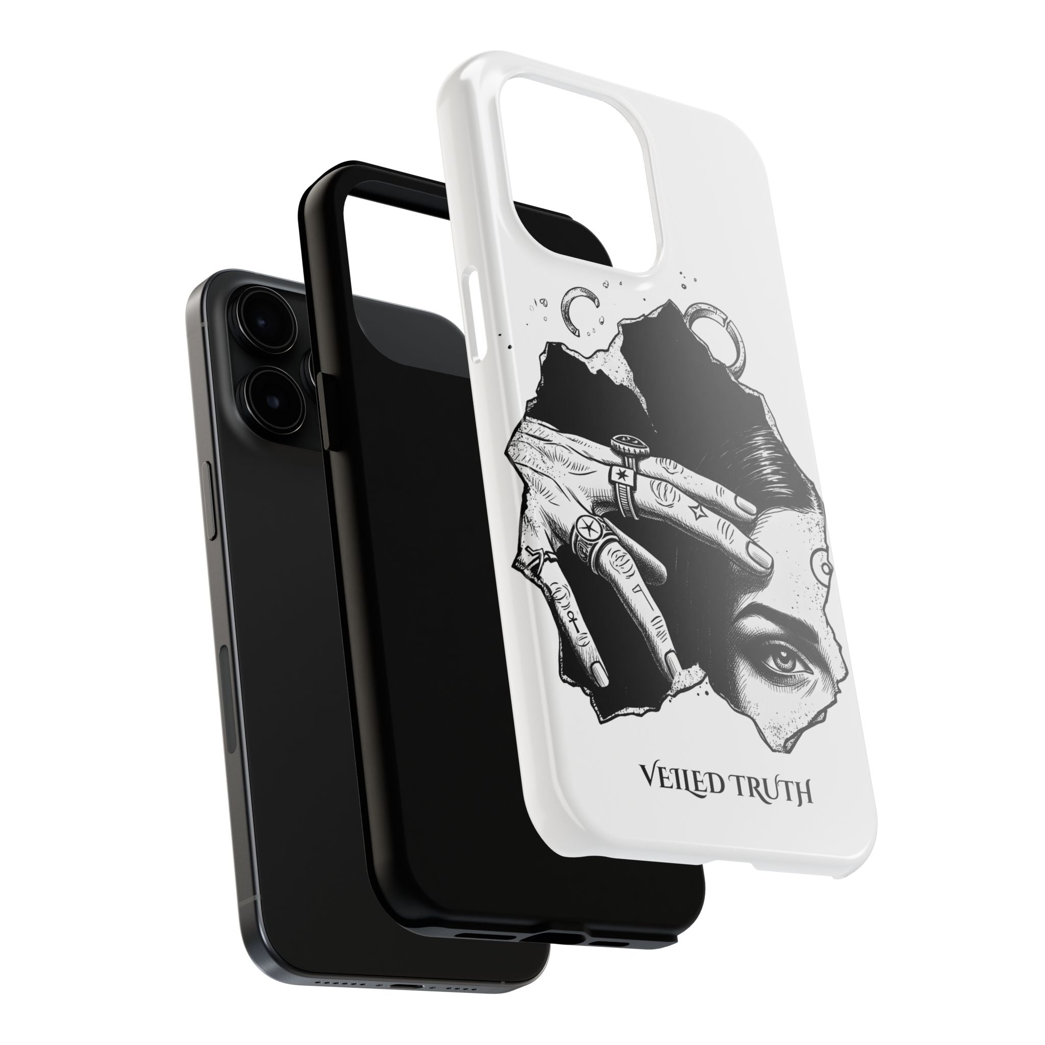 Tough Phone Case — Veiled Truth Black &amp; White Mystic Illustration