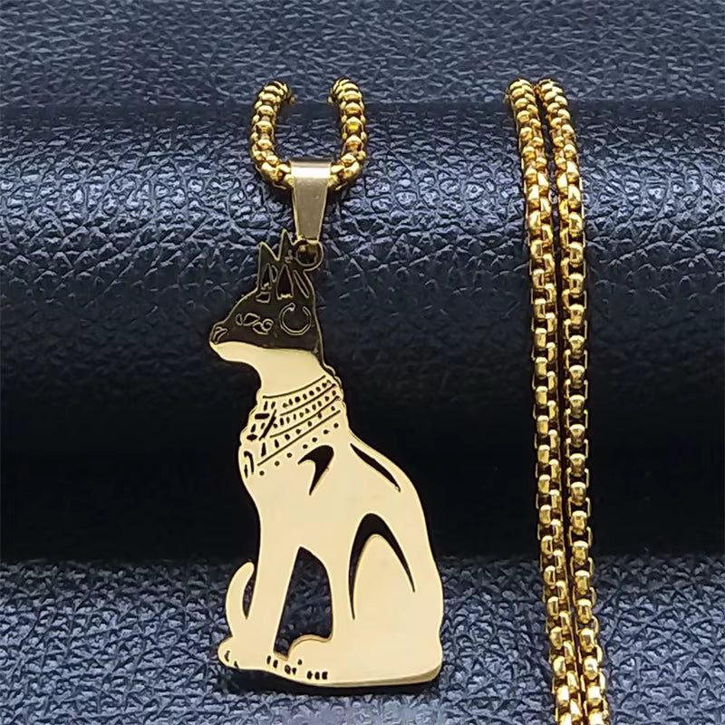 Scarab &amp; Solar Eye Pendant Necklace Gold-Tone Stainless Steel with Ankh Detail (Unisex)