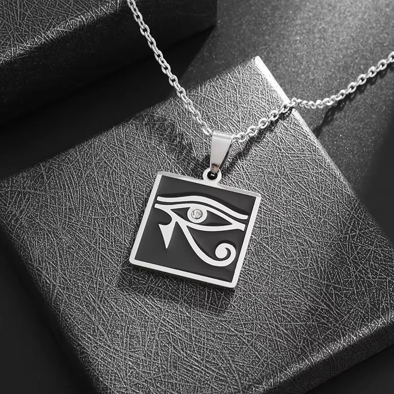 Stainless Steel Ancient Egyptian Ankh Cross Life Key Totem Necklace Men and Women Lucky Amulet Jewelry