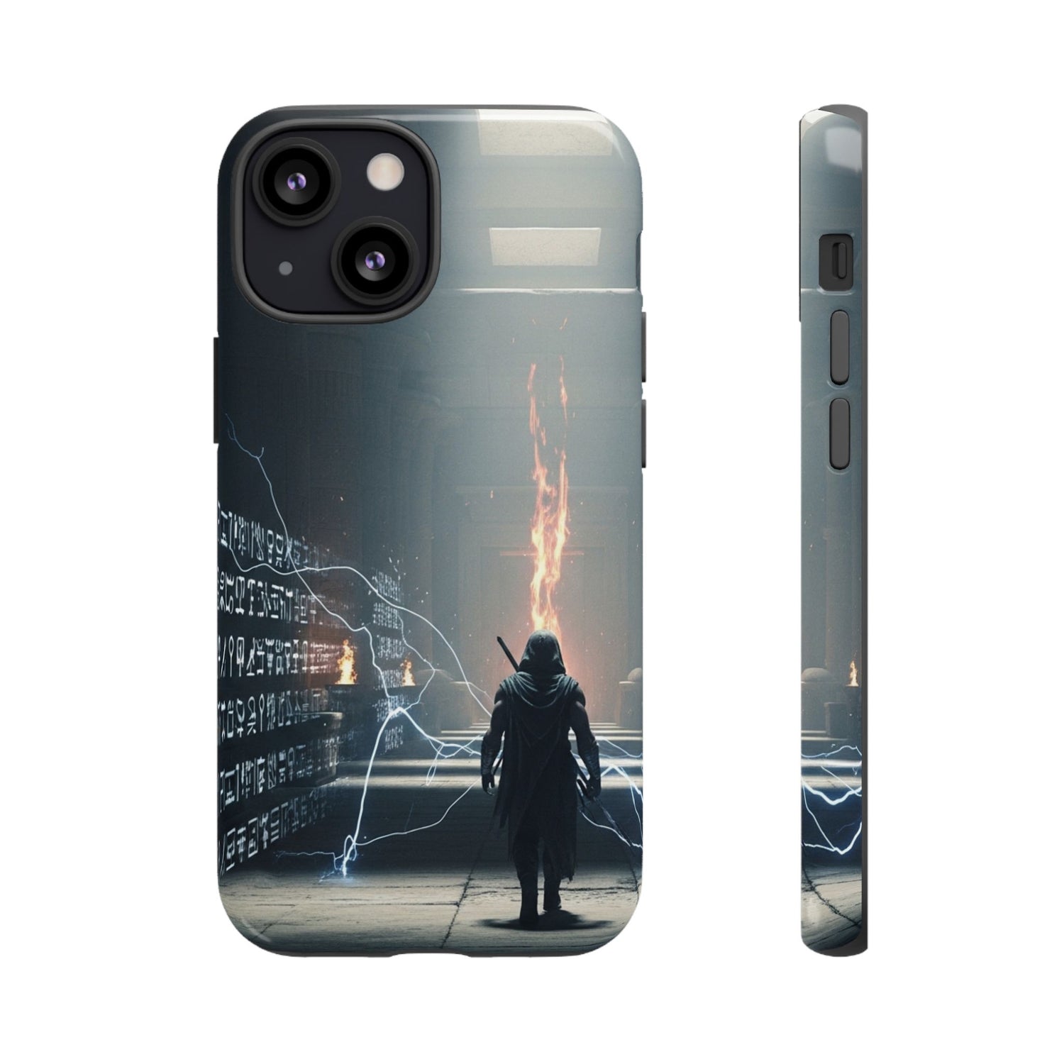 Phone Case - Cybermage Silhouette with Lightning Spell