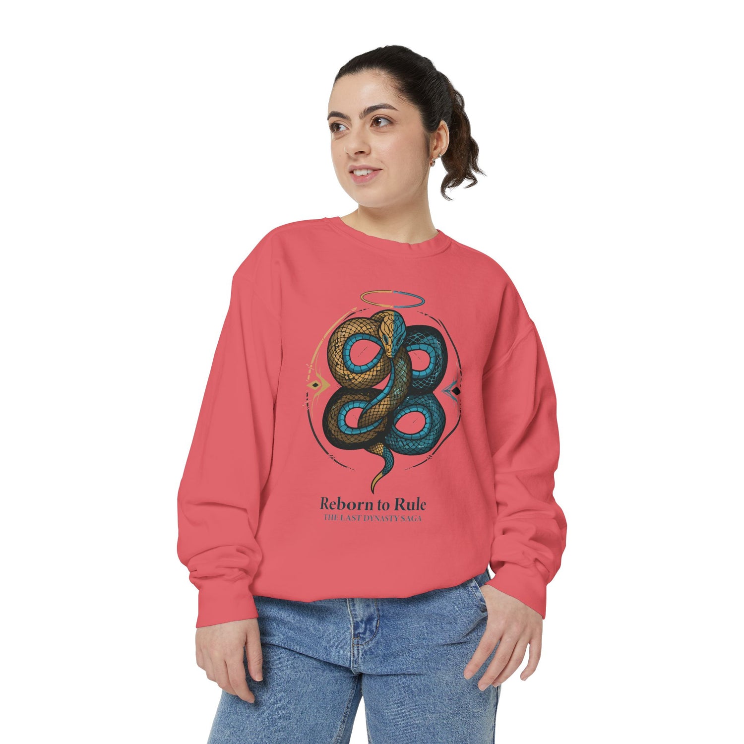 Snake Emblem Sweatshirt — "Reborn to Rule" Graphic Crewneck